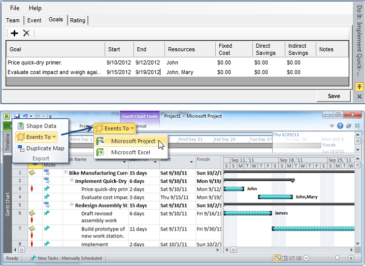 Export Events to Project LV 6.0