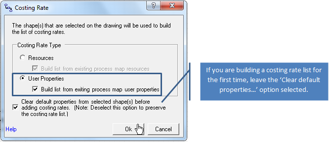 Costing Rate Dialog